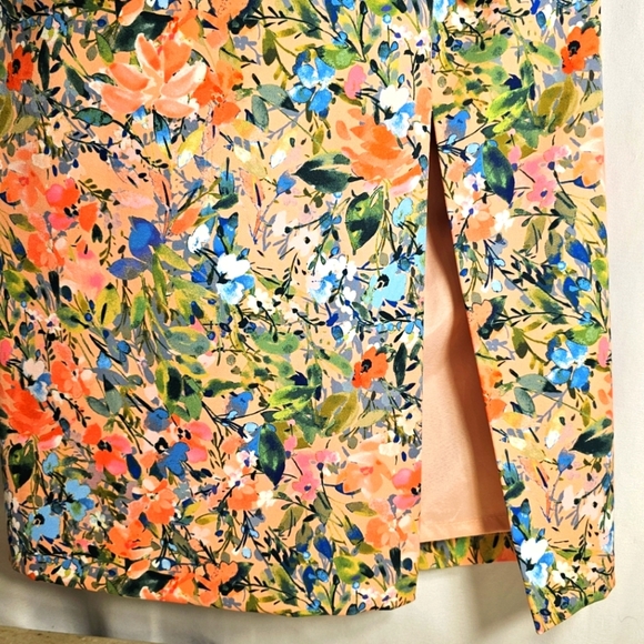 Aiden Mattox Pink Green Blue Floral Drop Shoulder Sheath Midi Dress 12 - Picture 4 of 11